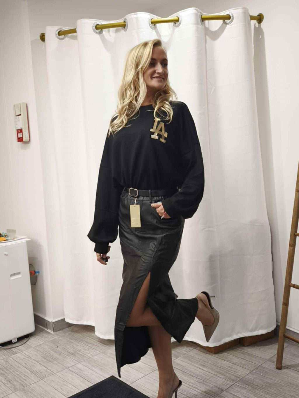 Jupe simili cuir noir