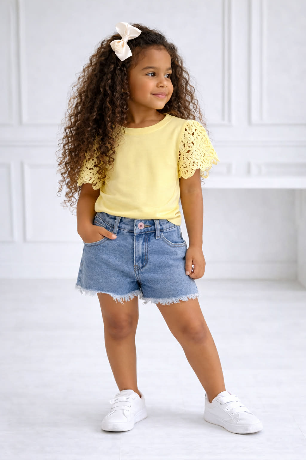Tshirt dentelle jaune